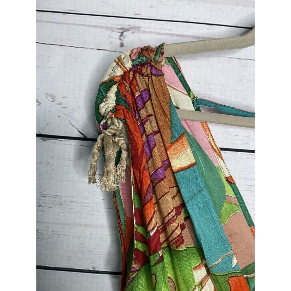 True Destination V Neck Dress Multicolor Tropical Leaf Print Sleeveless Casual S - Picture 9 of 11